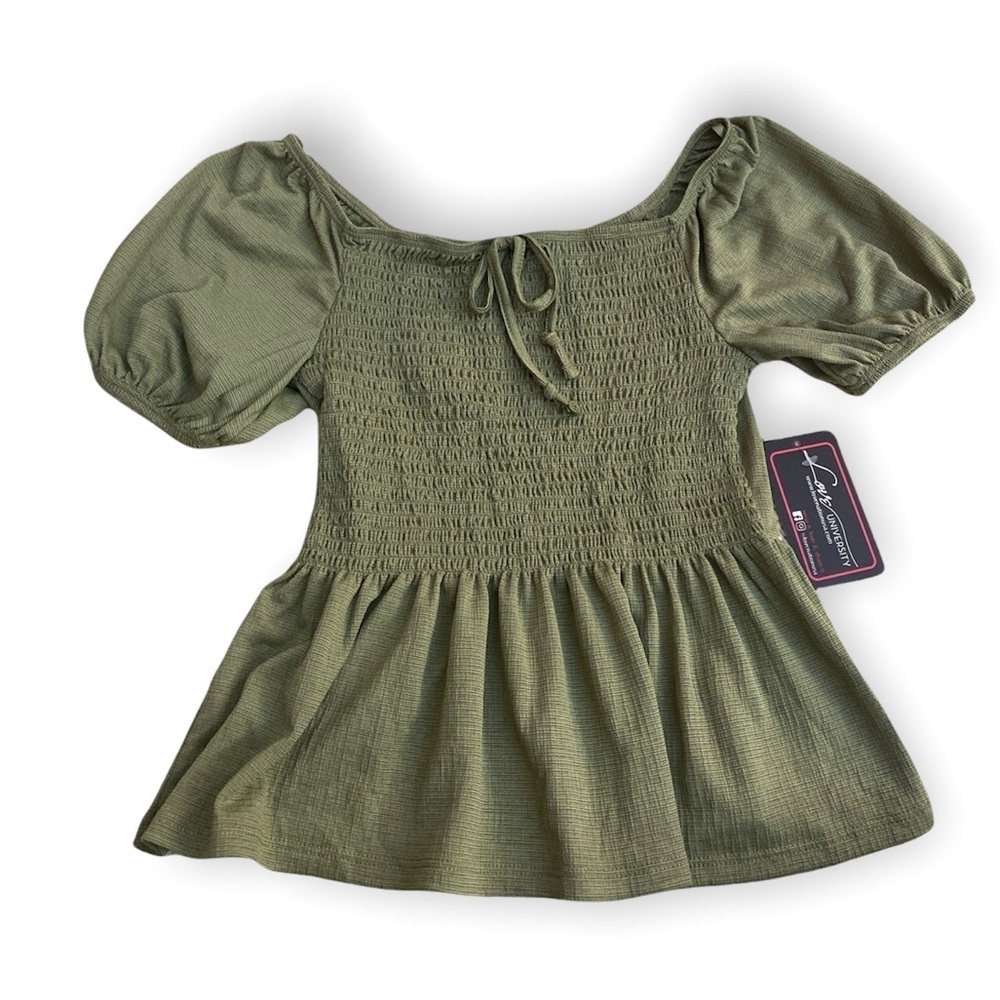 Sage Green Juniors Puffed Short Sleeves Shirt New Medium